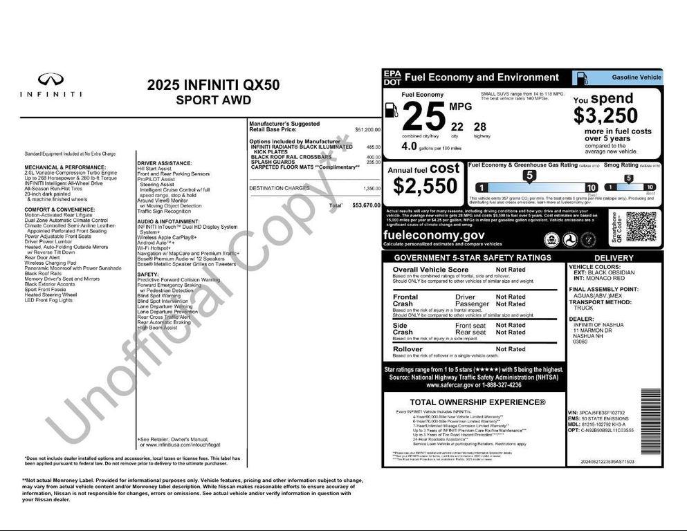 used 2025 INFINITI QX50 car, priced at $38,798