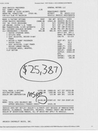 new 2025 Buick Envista car, priced at $22,984