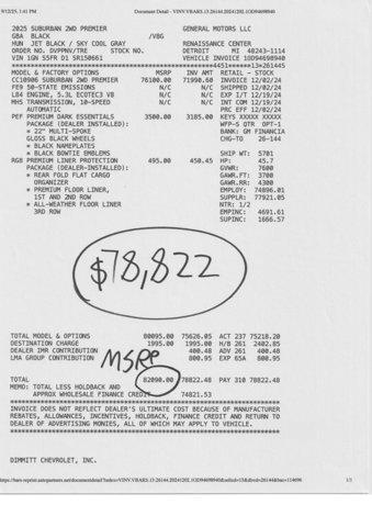 new 2025 Chevrolet Suburban car, priced at $74,484