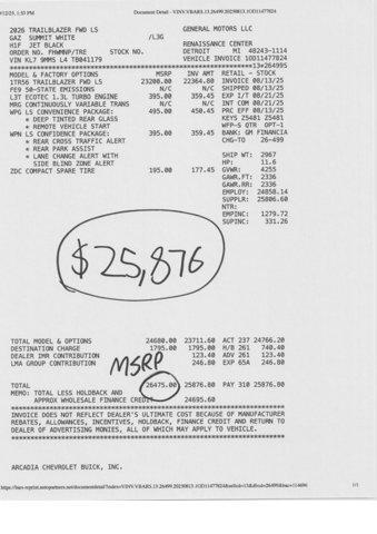 new 2026 Chevrolet TrailBlazer car, priced at $23,500