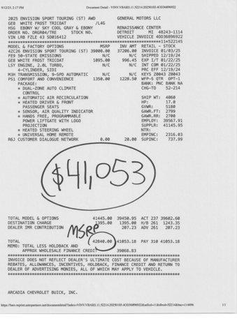 new 2025 Buick Envision car, priced at $36,984