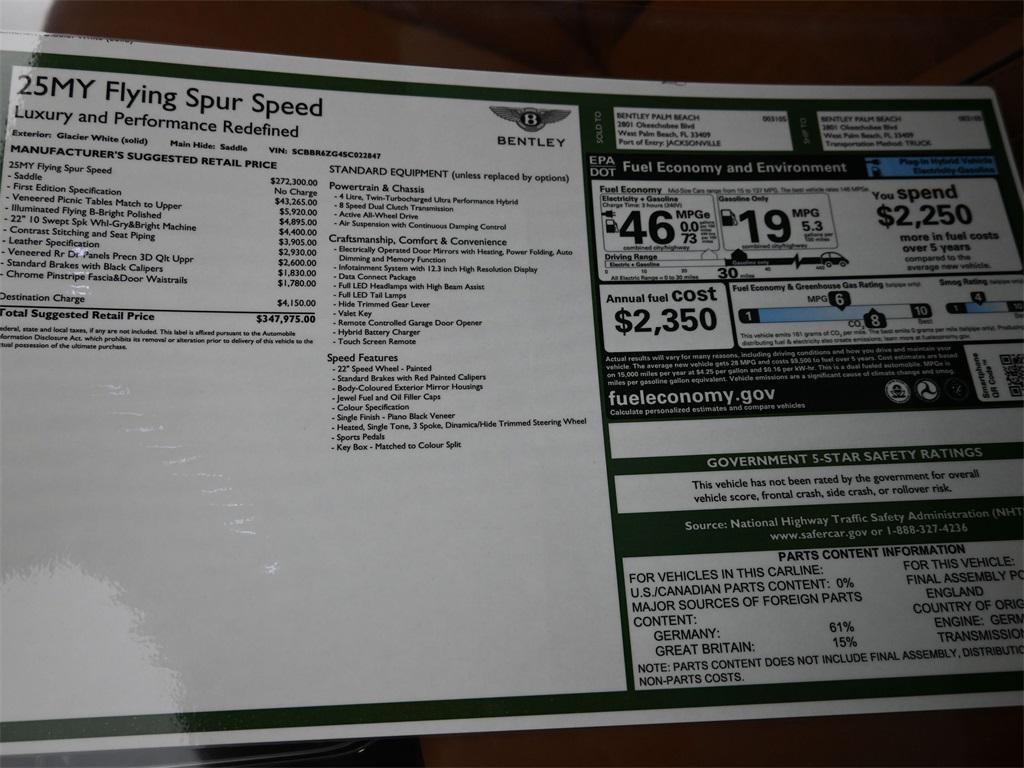 new 2025 Bentley Flying Spur car, priced at $347,975