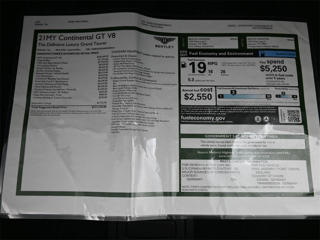 used 2021 Bentley Continental GT car, priced at $179,900