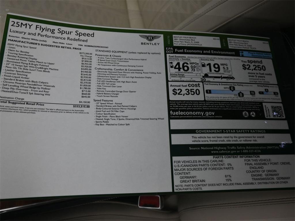 new 2025 Bentley Flying Spur car, priced at $333,515