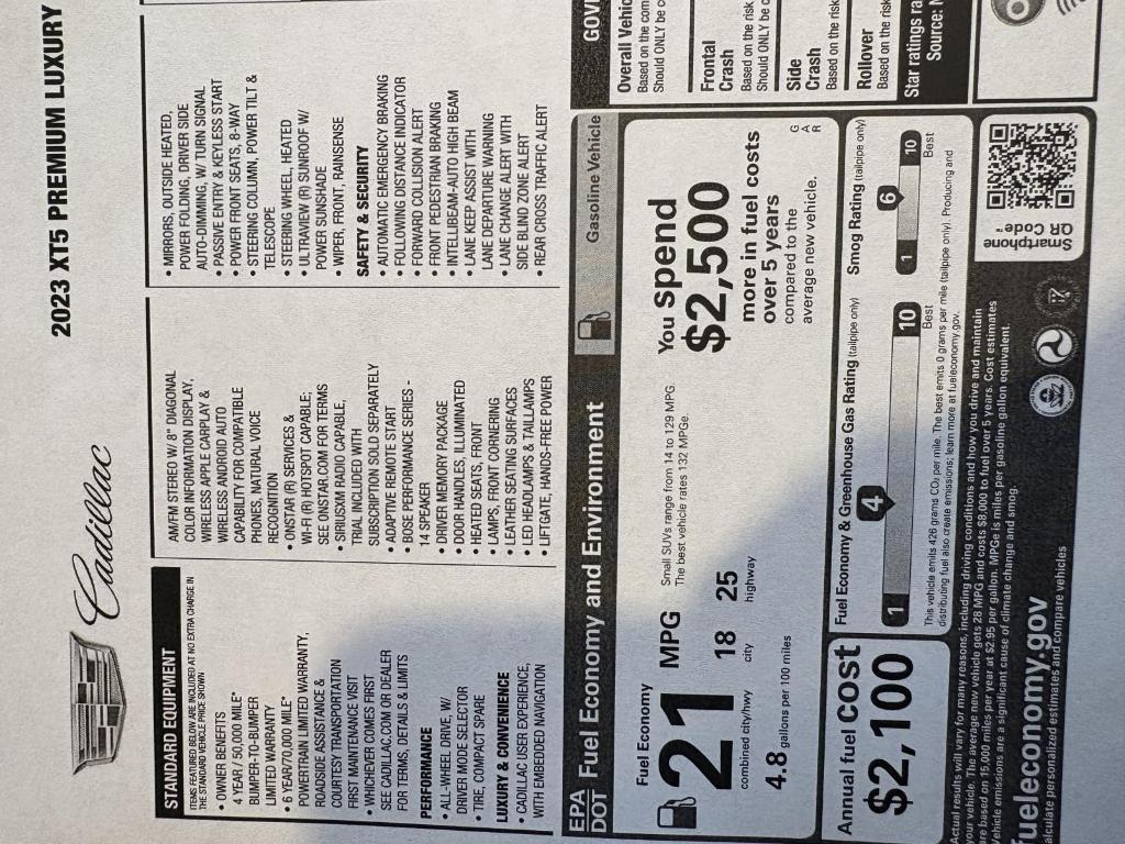 used 2023 Cadillac XT5 car, priced at $36,900