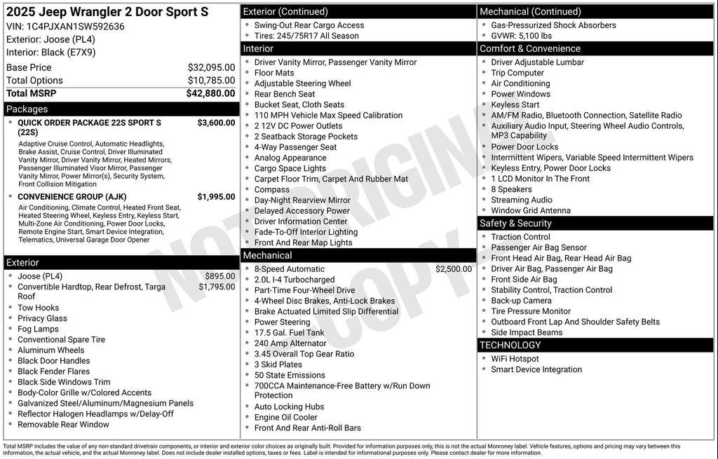 new 2025 Jeep Wrangler car, priced at $40,327