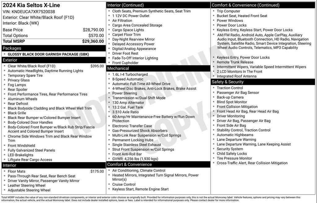 used 2024 Kia Seltos car, priced at $24,777