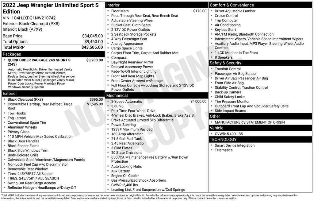 used 2022 Jeep Wrangler Unlimited car, priced at $30,477
