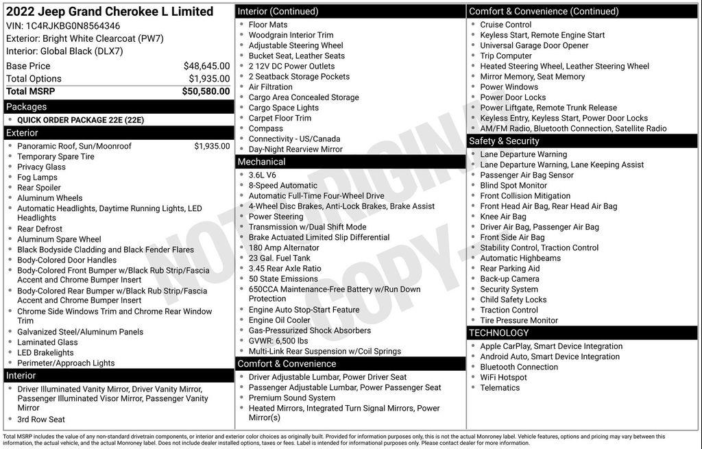 used 2022 Jeep Grand Cherokee L car, priced at $32,877