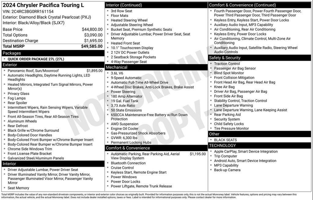 used 2024 Chrysler Pacifica car, priced at $39,277