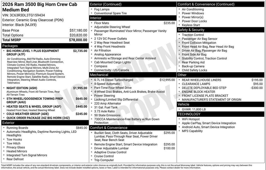 new 2026 Ram 3500 car, priced at $73,408