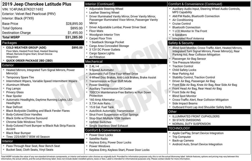 used 2019 Jeep Cherokee car, priced at $12,777