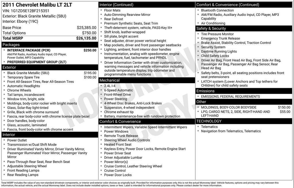 used 2011 Chevrolet Malibu car, priced at $5,477
