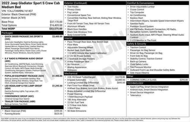 used 2022 Jeep Gladiator car, priced at $33,677