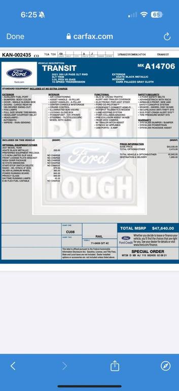 used 2021 Ford Transit-350 car, priced at $37,999