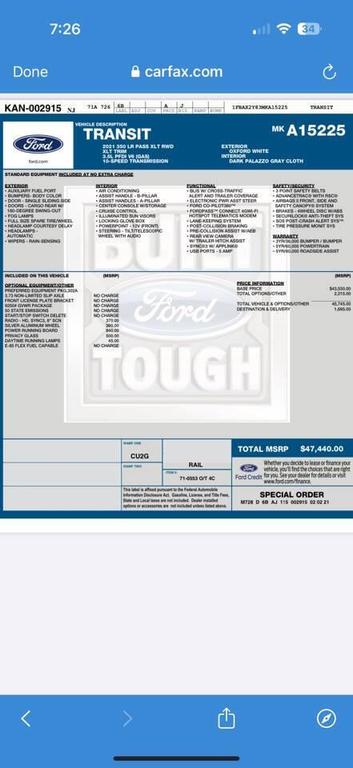 used 2021 Ford Transit-350 car, priced at $39,999