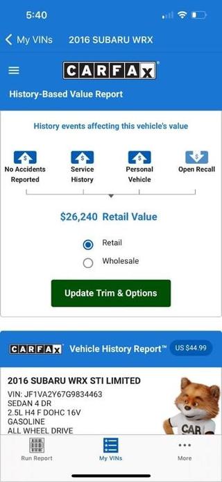 used 2016 Subaru WRX STI car, priced at $25,999