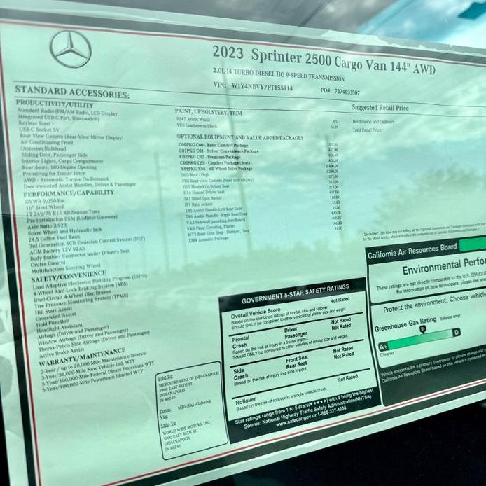 new 2023 Mercedes-Benz Sprinter 2500 car, priced at $66,675