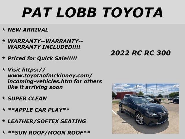 used 2022 Lexus RC 300 car, priced at $35,777