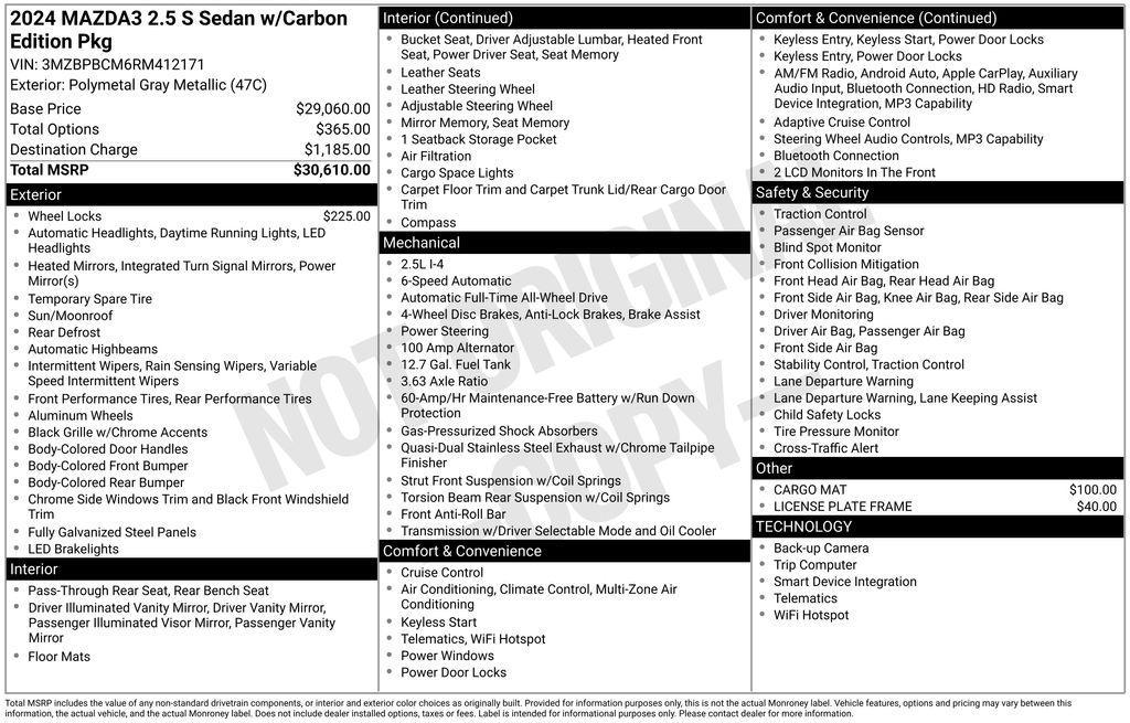 used 2024 Mazda Mazda3 car, priced at $24,590