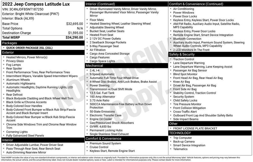 used 2022 Jeep Compass car, priced at $19,950