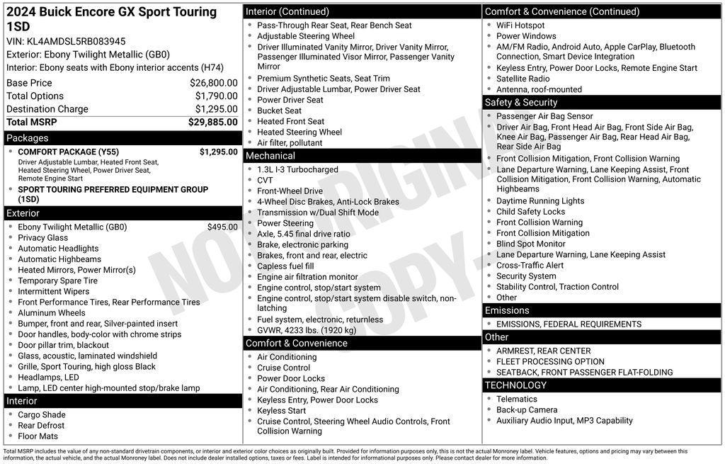 used 2024 Buick Encore GX car, priced at $21,290