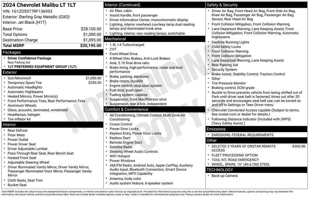 used 2024 Chevrolet Malibu car, priced at $18,950