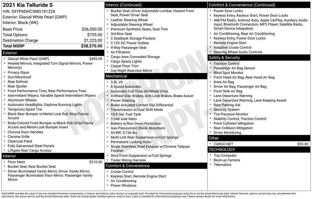 used 2021 Kia Telluride car, priced at $27,290