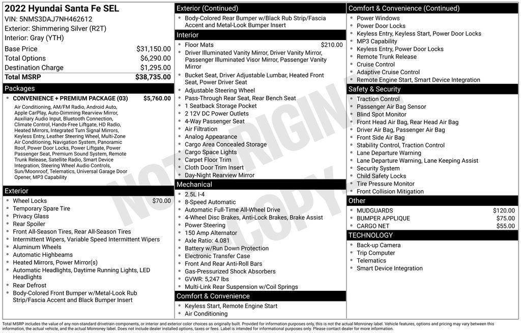 used 2022 Hyundai Santa Fe car, priced at $24,590