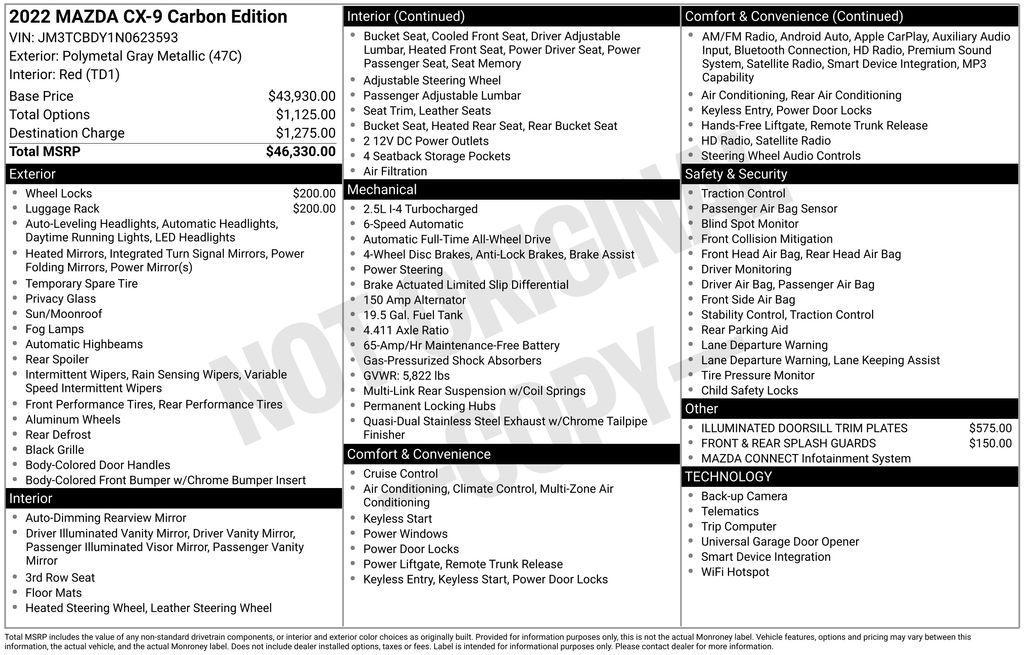 used 2022 Mazda CX-9 car, priced at $26,950