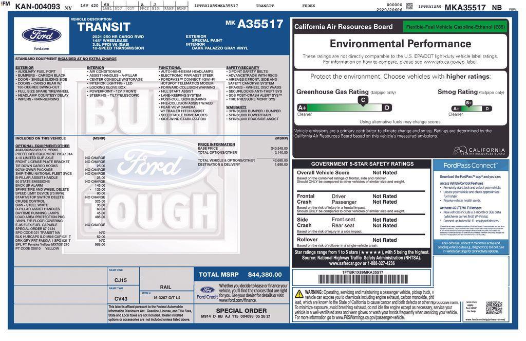 used 2021 Ford Transit-250 car, priced at $24,950