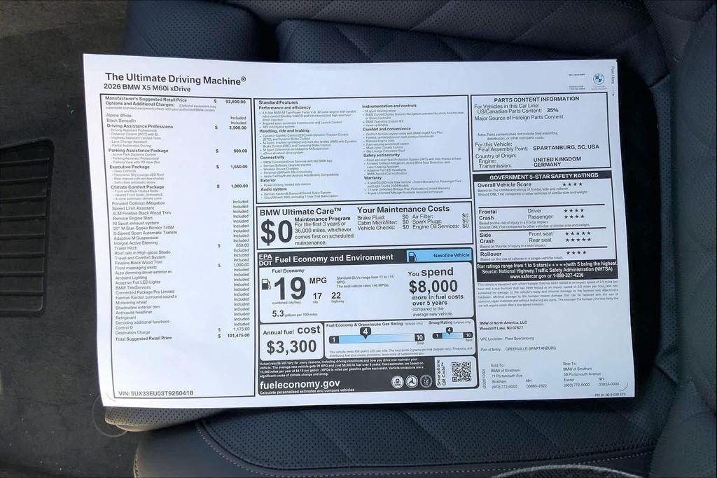 new 2026 BMW X5 car, priced at $102,125