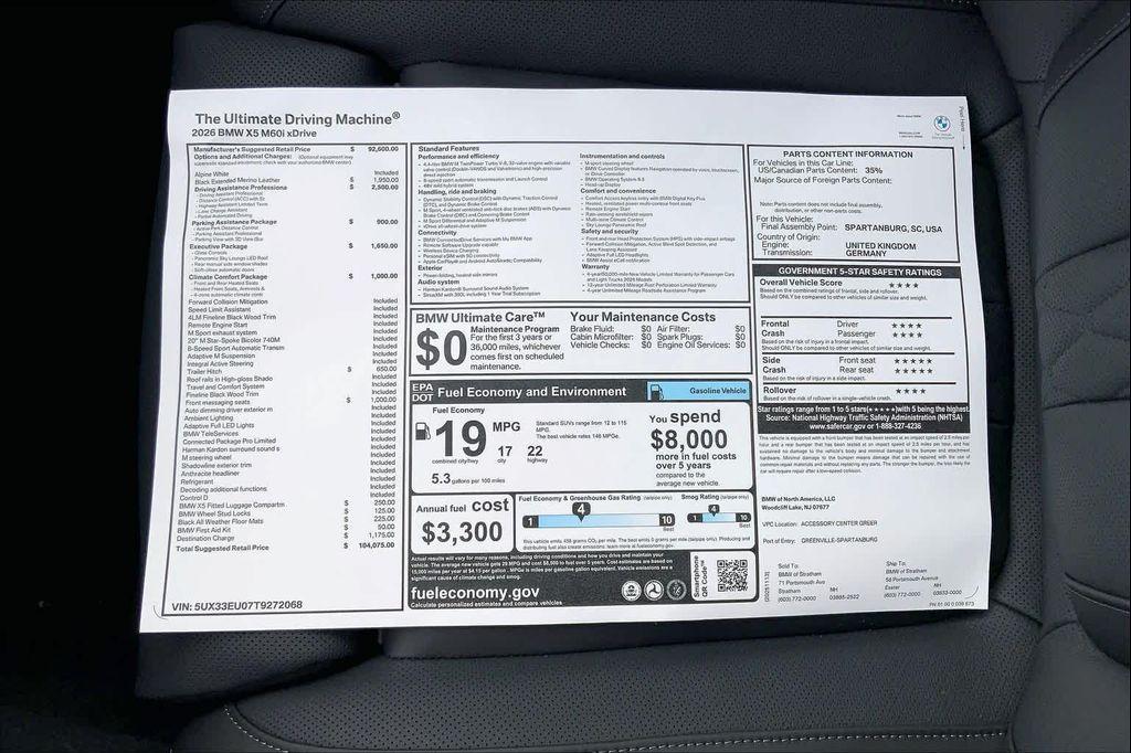 new 2026 BMW X5 car, priced at $104,075