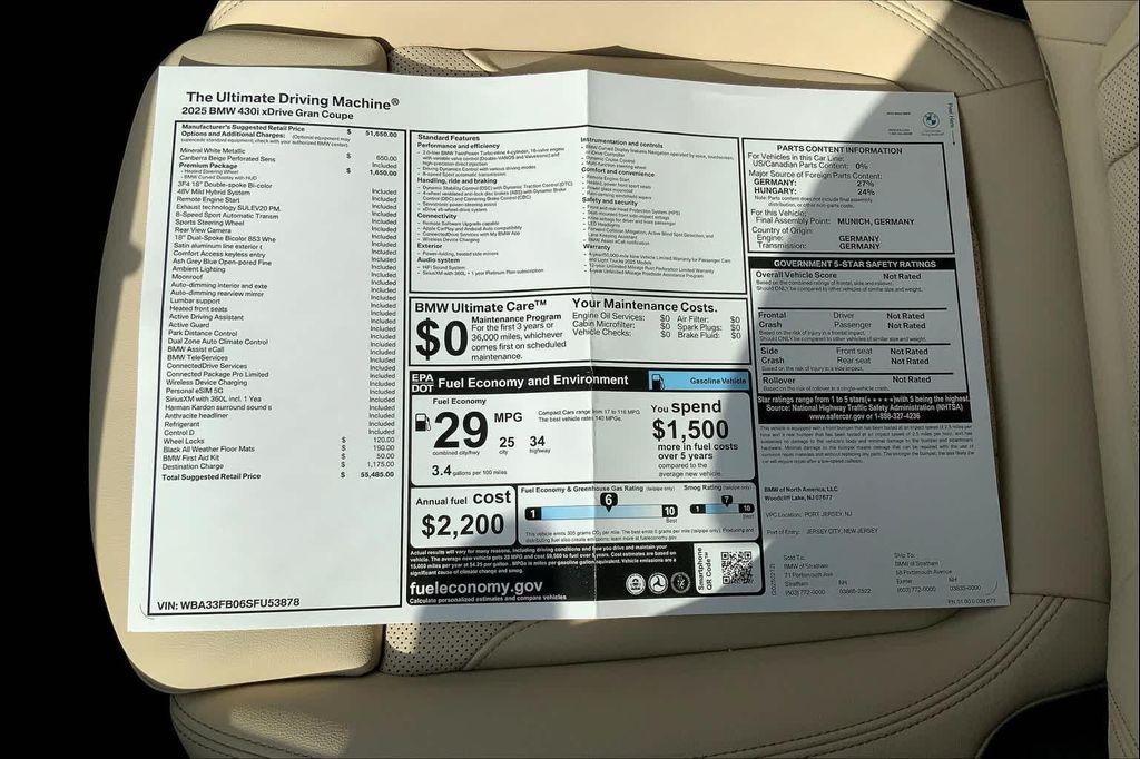 new 2025 BMW 430 Gran Coupe car, priced at $48,485