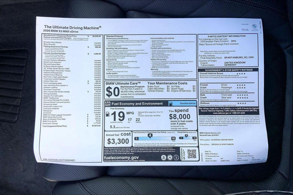 new 2026 BMW X5 car, priced at $97,875