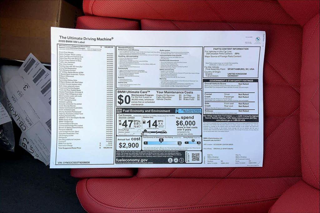 new 2026 BMW XM car, priced at $160,825