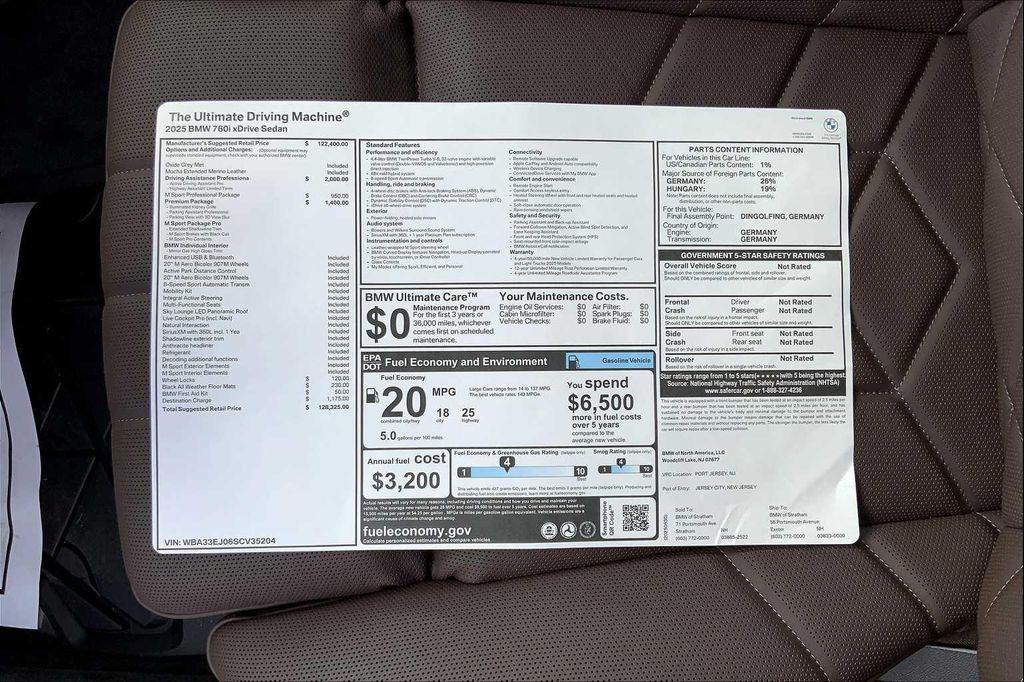 new 2025 BMW 760 car, priced at $128,325