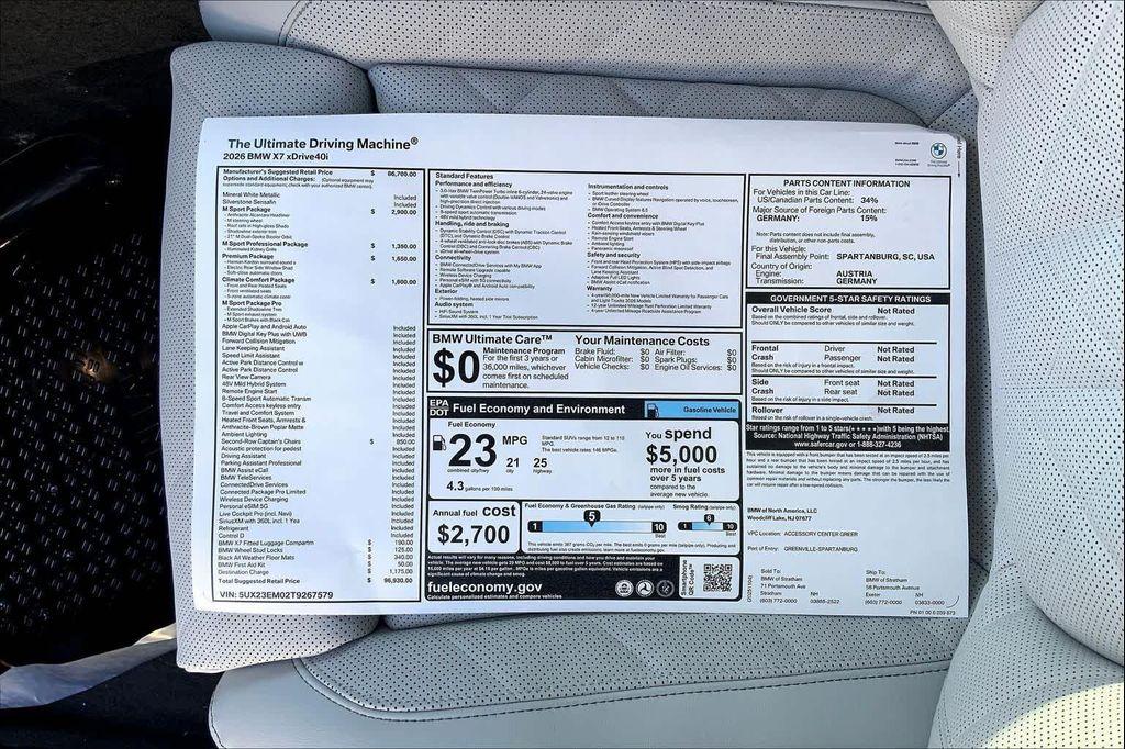 new 2026 BMW X7 car, priced at $96,930