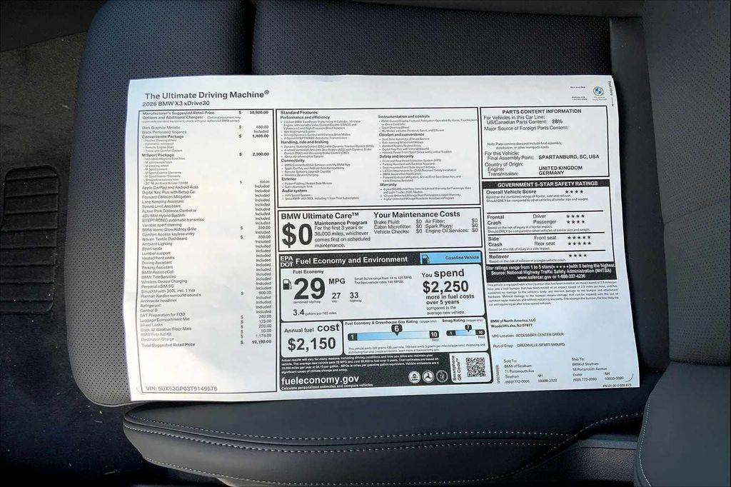 new 2026 BMW X3 car, priced at $59,190