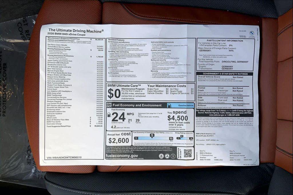 new 2026 BMW 840 car, priced at $99,820