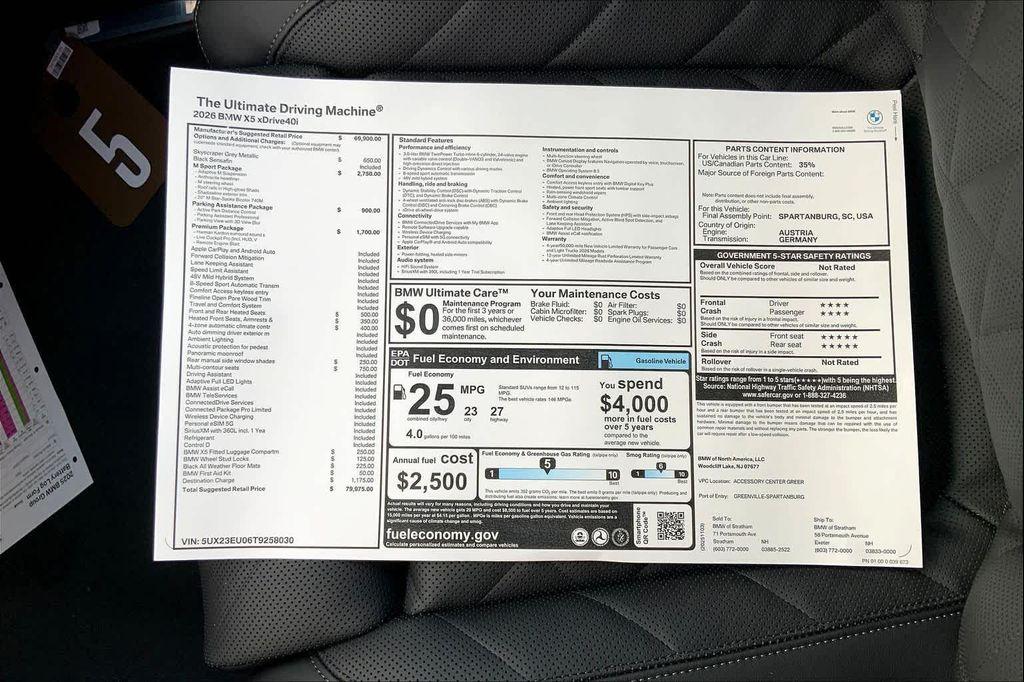 new 2026 BMW X5 car, priced at $79,975