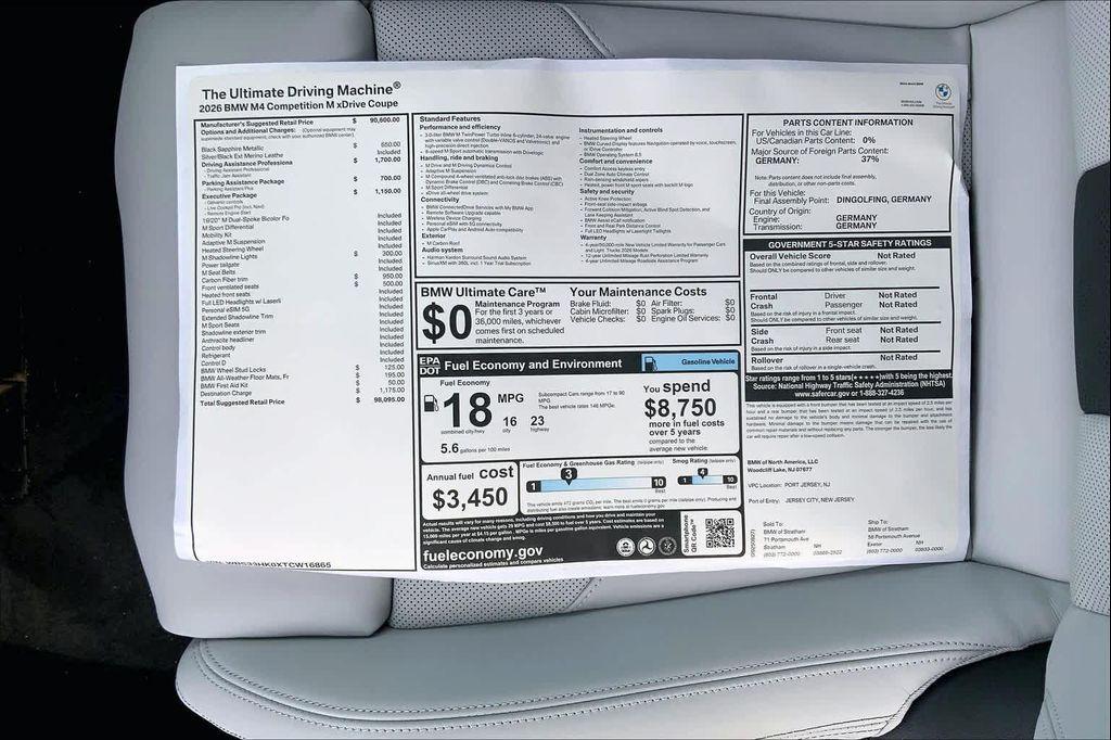new 2026 BMW M4 car, priced at $98,095