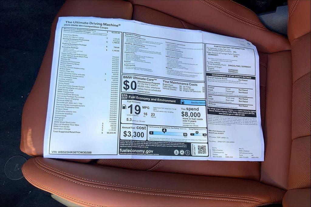 new 2026 BMW M4 car, priced at $93,555