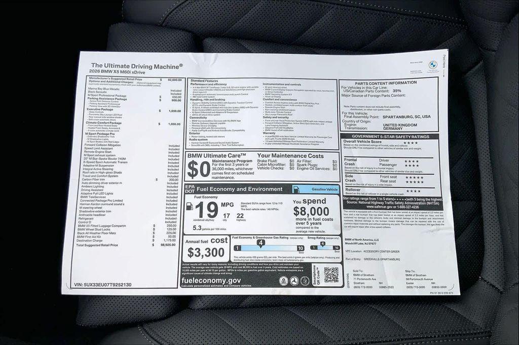 new 2026 BMW X5 car, priced at $98,925