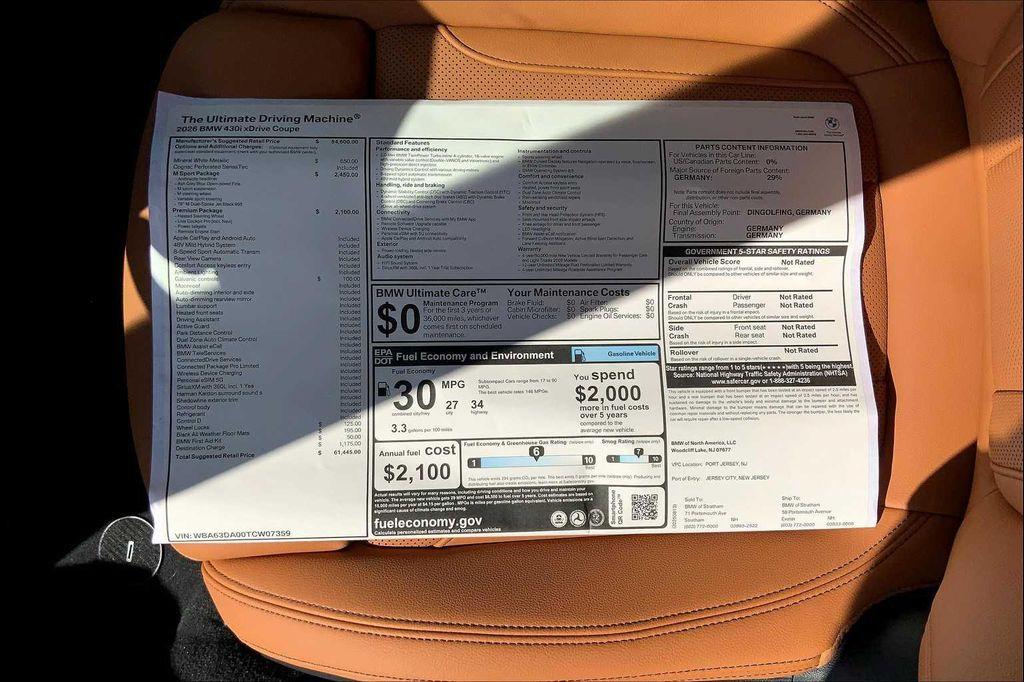 new 2026 BMW 430 car, priced at $61,445