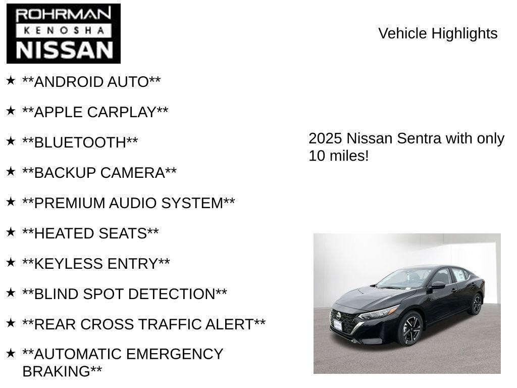 new 2025 Nissan Sentra car, priced at $19,770
