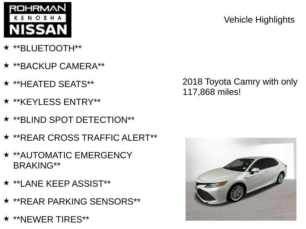 used 2018 Toyota Camry Hybrid car, priced at $15,116
