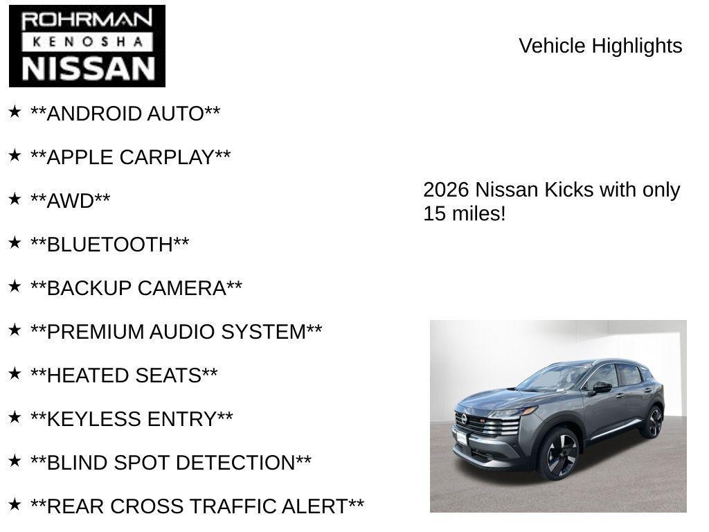 new 2026 Nissan Kicks car, priced at $28,042