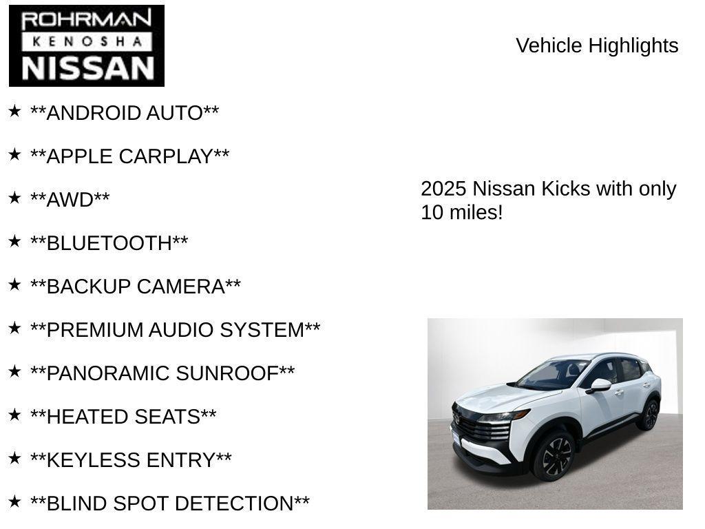 new 2025 Nissan Kicks car, priced at $24,919