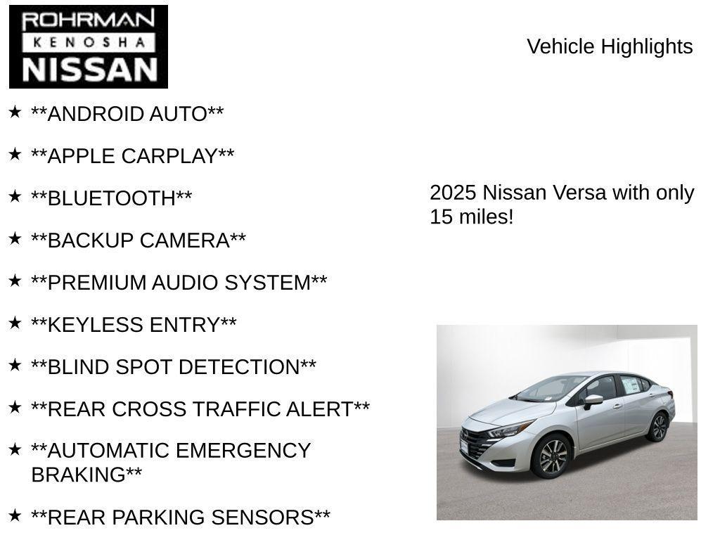 new 2025 Nissan Versa car, priced at $16,850